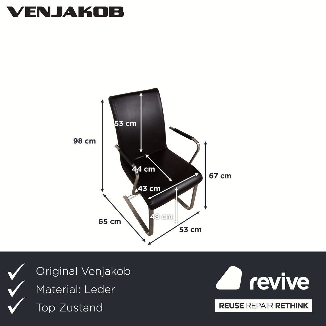 4er Garnitur Venjakob Leder Stuhl Braun