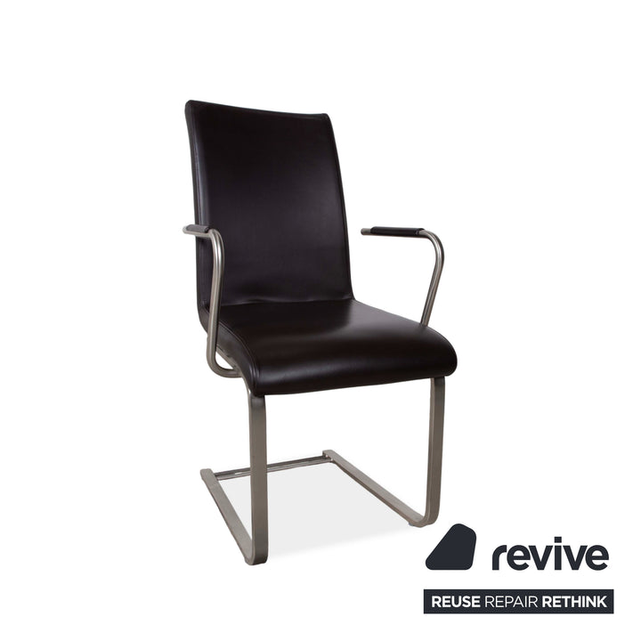 4er Garnitur Venjakob Leder Stuhl Braun