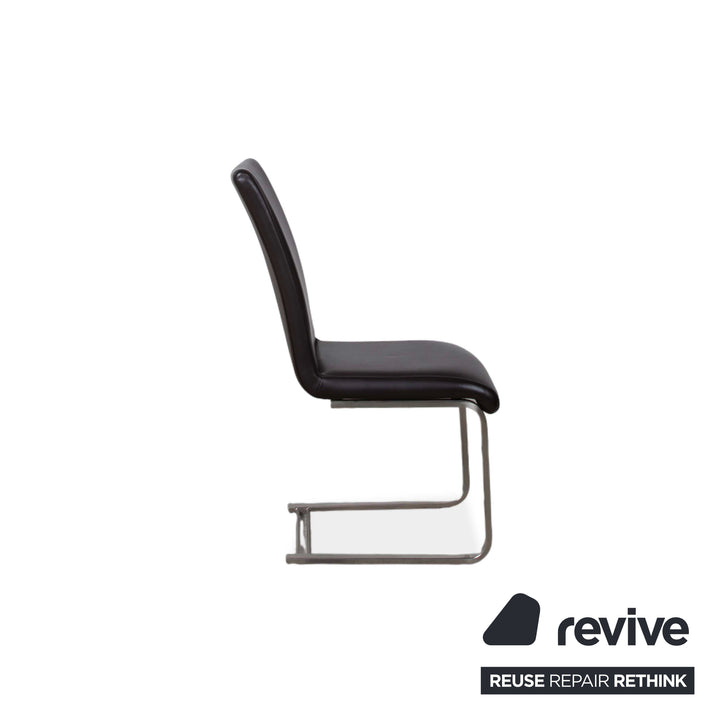 4er Garnitur Venjakob Leder Stuhl Braun