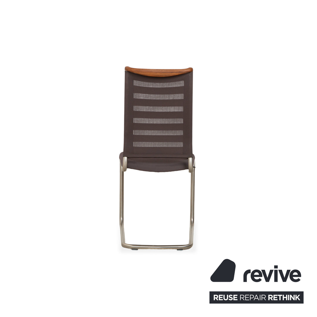 4er Garnitur Venjakob Lilli Stoff Stuhl Freischwinger Grau Braun