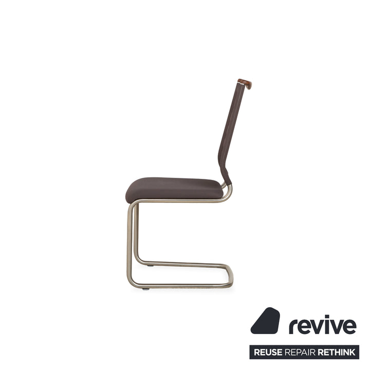 4er Garnitur Venjakob Lilli Stoff Stuhl Freischwinger Grau Braun