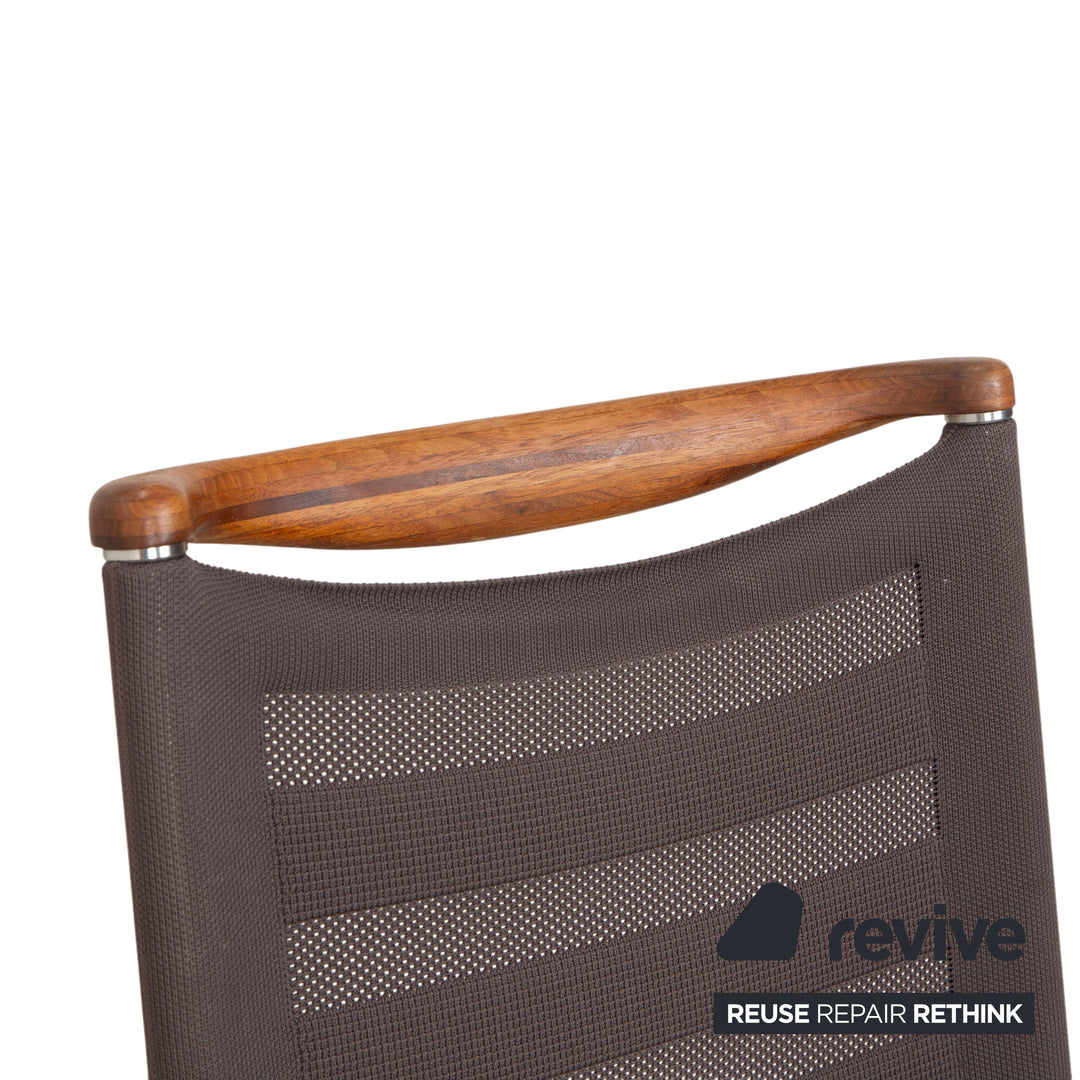 4er Garnitur Venjakob Lilli Stoff Stuhl Freischwinger Grau Braun