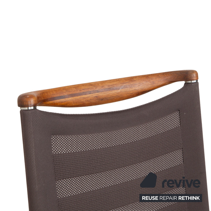 4er Garnitur Venjakob Lilli Stoff Stuhl Freischwinger Grau Braun