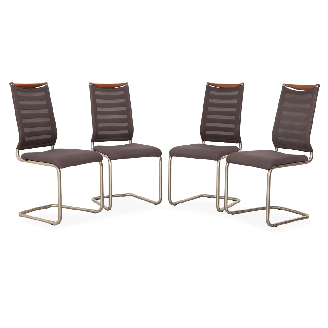 Venjakob Lilli fabric cantilever chair set (4 pieces), grey/brown