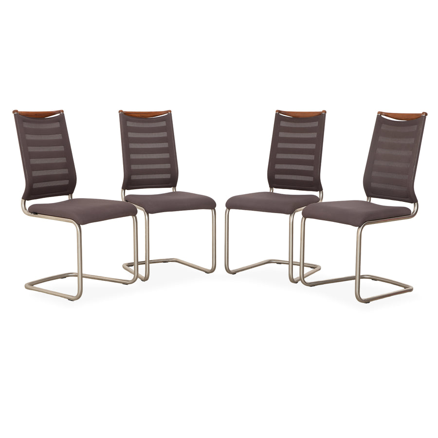 Venjakob Lilli fabric cantilever chair set (4 pieces), grey/brown