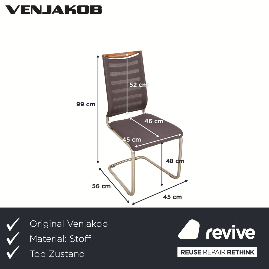 4er Garnitur Venjakob Lilli Stoff Stuhl Freischwinger Grau Braun