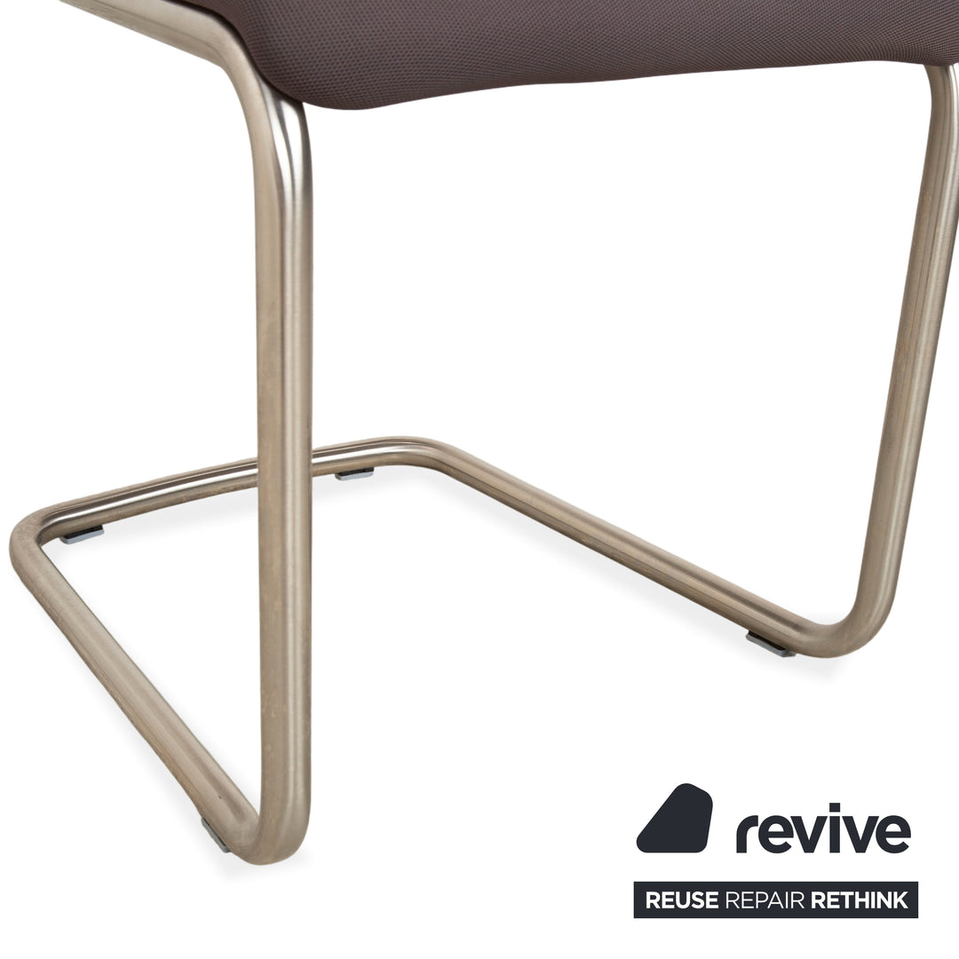 4er Garnitur Venjakob Lilli Stoff Stuhl Freischwinger Grau Braun