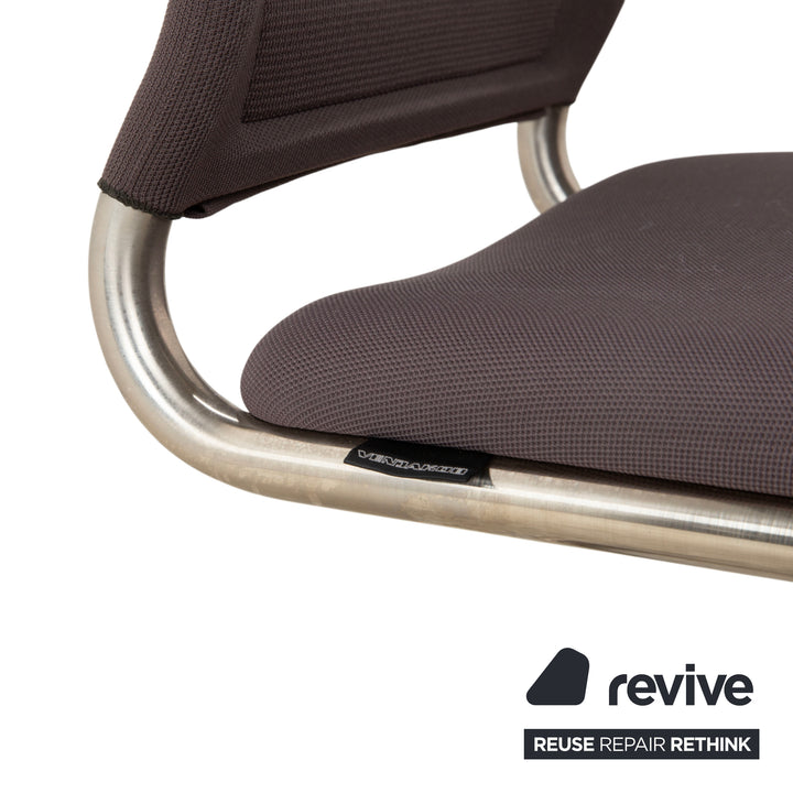 4er Garnitur Venjakob Lilli Stoff Stuhl Freischwinger Grau Braun