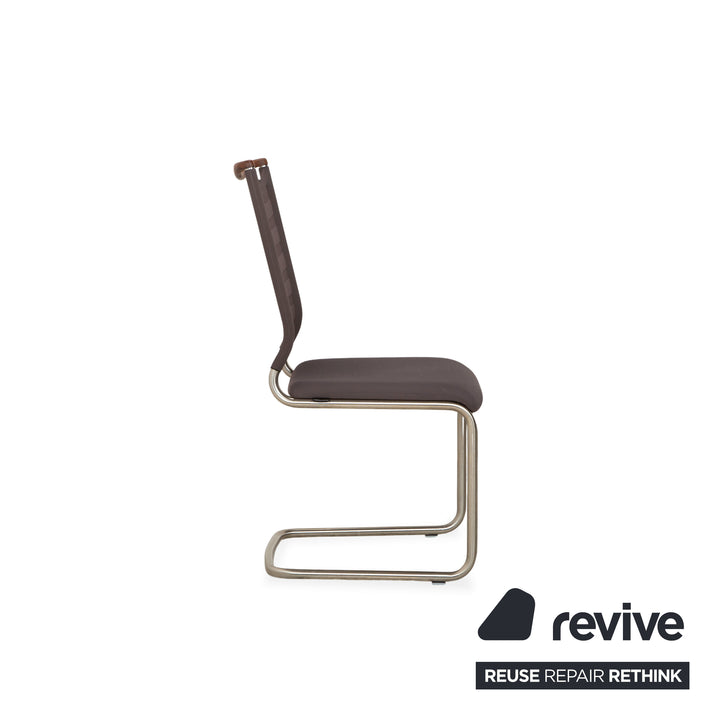 4er Garnitur Venjakob Lilli Stoff Stuhl Freischwinger Grau Braun