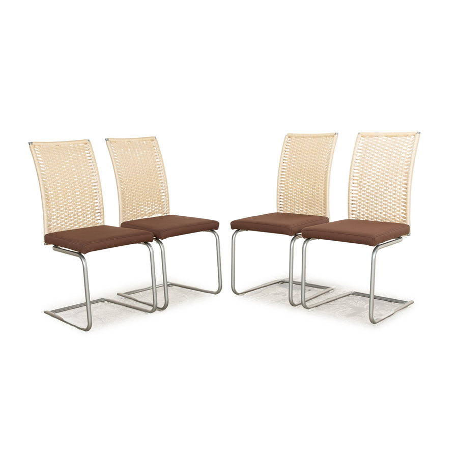 Set of 4 Venjakob fabric chairs cantilever dining room brown