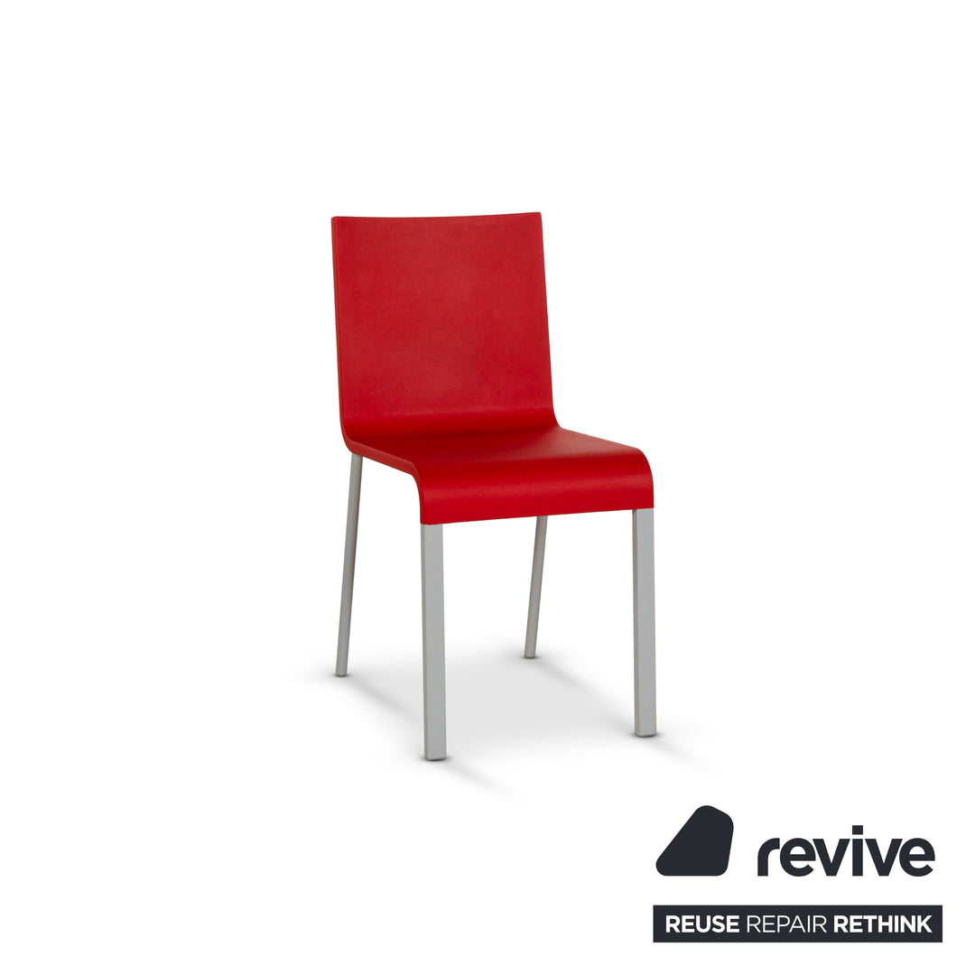 Lot de 4 chaises Vitra .03 en plastique rouge