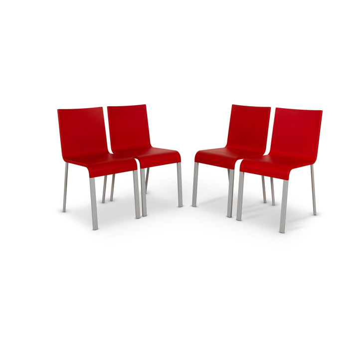 Lot de 4 chaises Vitra .03 en plastique rouge