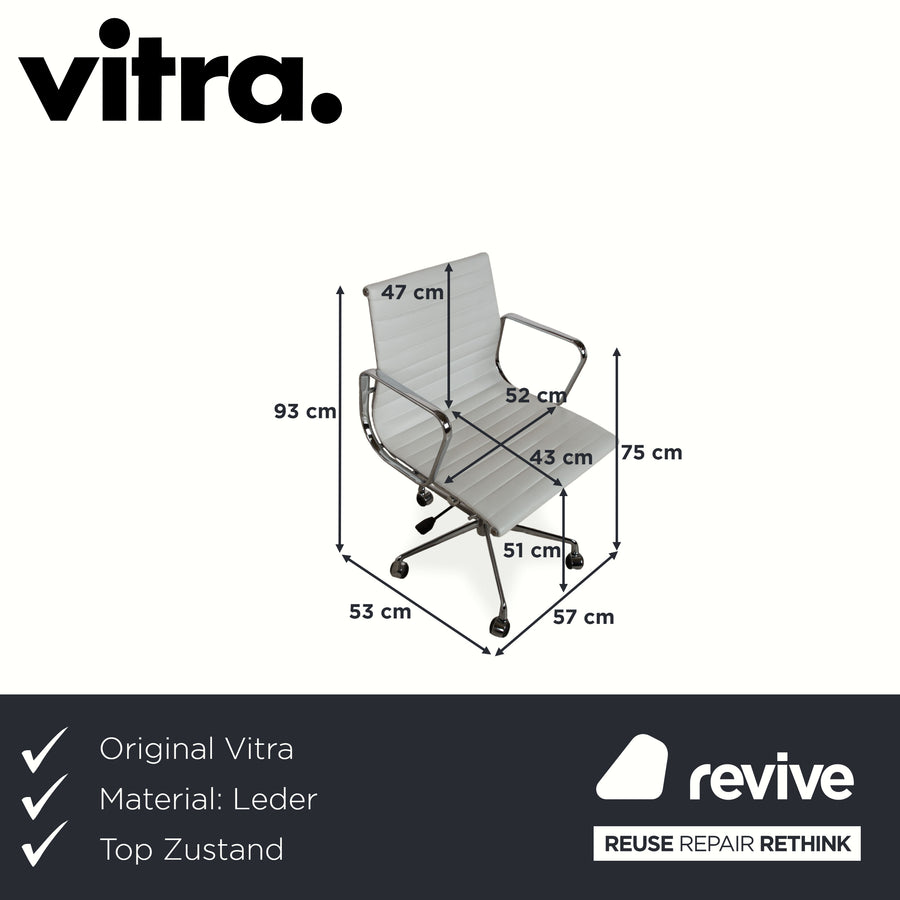 4er Garnitur Vitra EA117 Leder Stuhl Creme Weiß manuelle Funktion Konferenzstuhl
