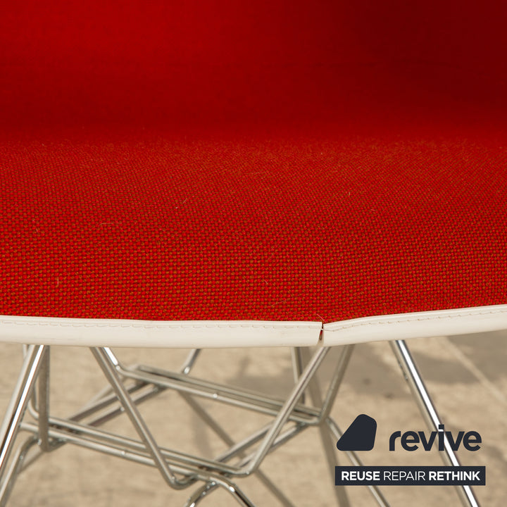 Set of 4 Vitra Eames Plastic Armchair Fabric Chair Red Orange White Dining Room