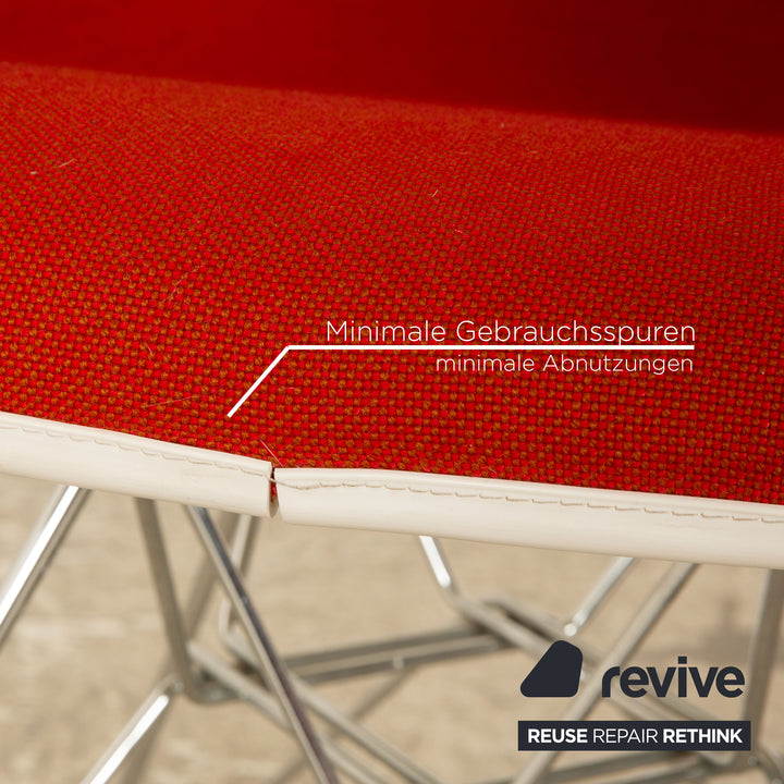 Set of 4 Vitra Eames Plastic Armchair Fabric Chair Red Orange White Dining Room