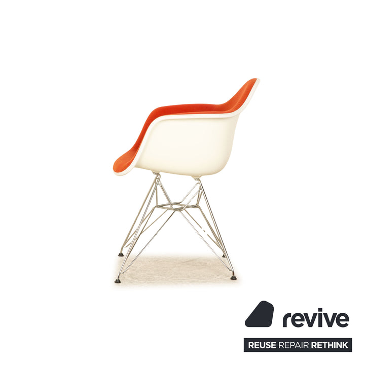 Set of 4 Vitra Eames Plastic Armchair Fabric Chair Red Orange White Dining Room