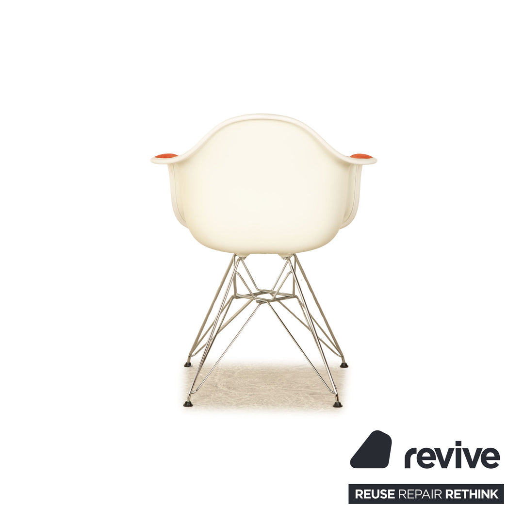 Set of 4 Vitra Eames Plastic Armchair Fabric Chair Red Orange White Dining Room