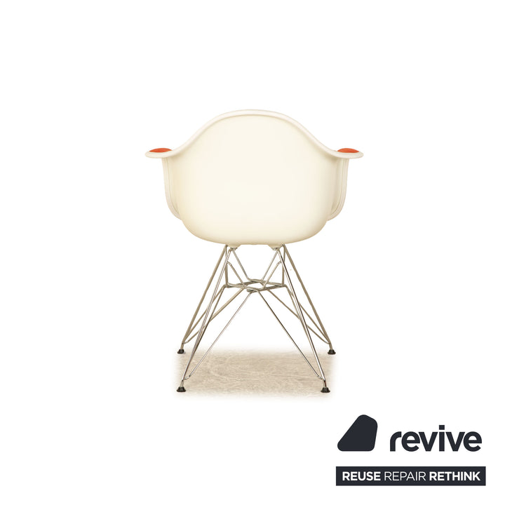 Set of 4 Vitra Eames Plastic Armchair Fabric Chair Red Orange White Dining Room