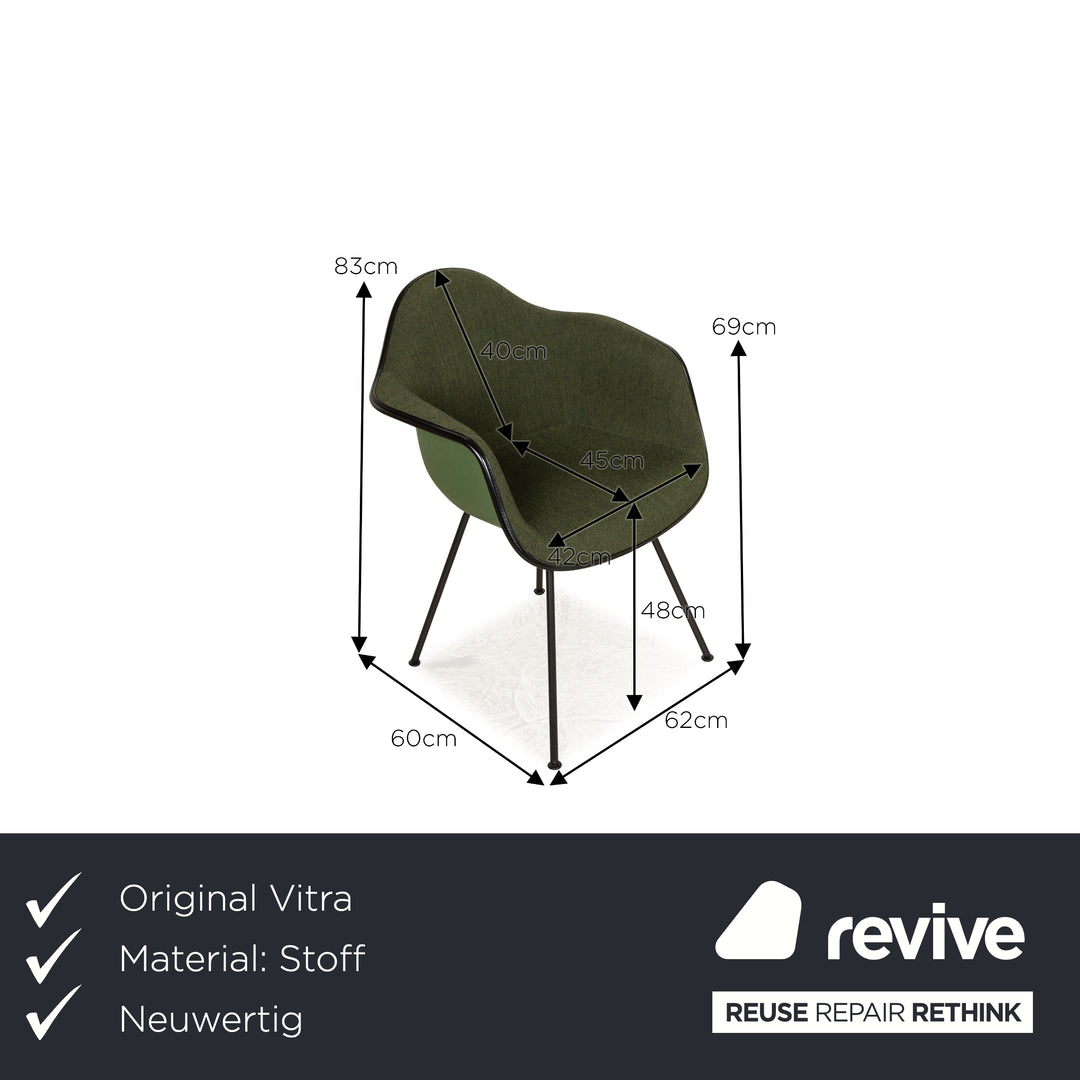 Lot de 4 chaises Vitra Organic Conference DAX HAL Shell en tissu vert gris