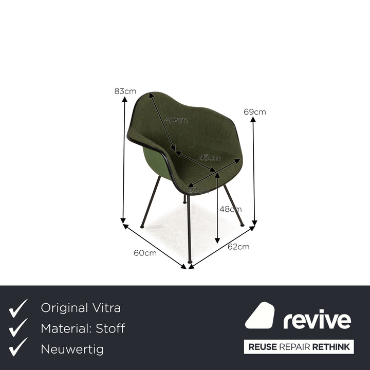Lot de 4 chaises Vitra Organic Conference DAX HAL Shell en tissu vert gris