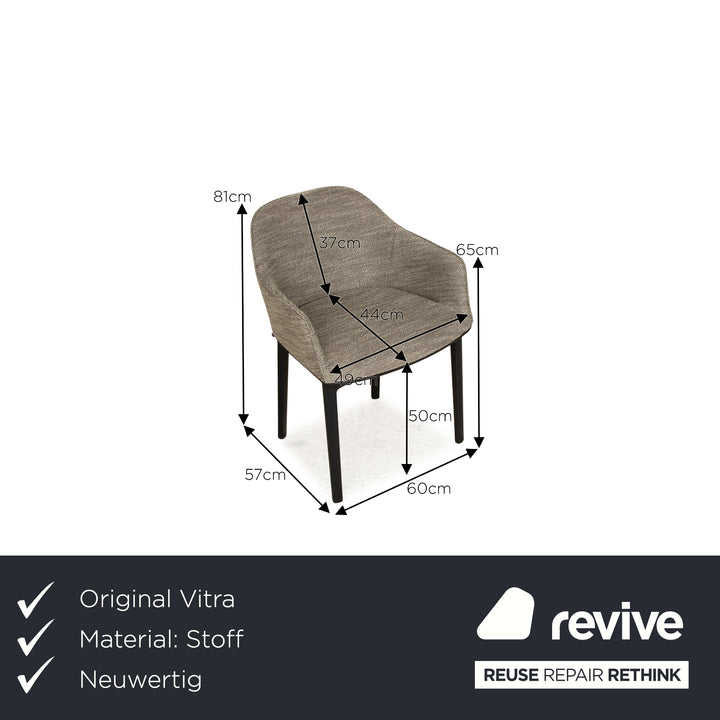 Lot de 4 chaises Vitra Organic Conference DAX HAL Shell en tissu vert gris