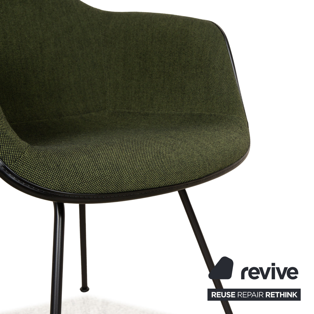 Lot de 4 chaises Vitra Organic Conference DAX HAL Shell en tissu vert gris
