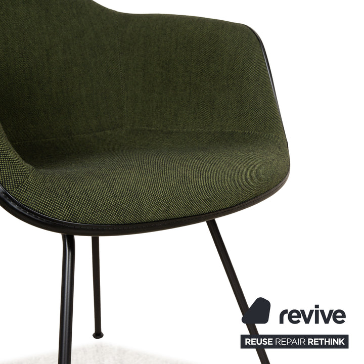 Lot de 4 chaises Vitra Organic Conference DAX HAL Shell en tissu vert gris