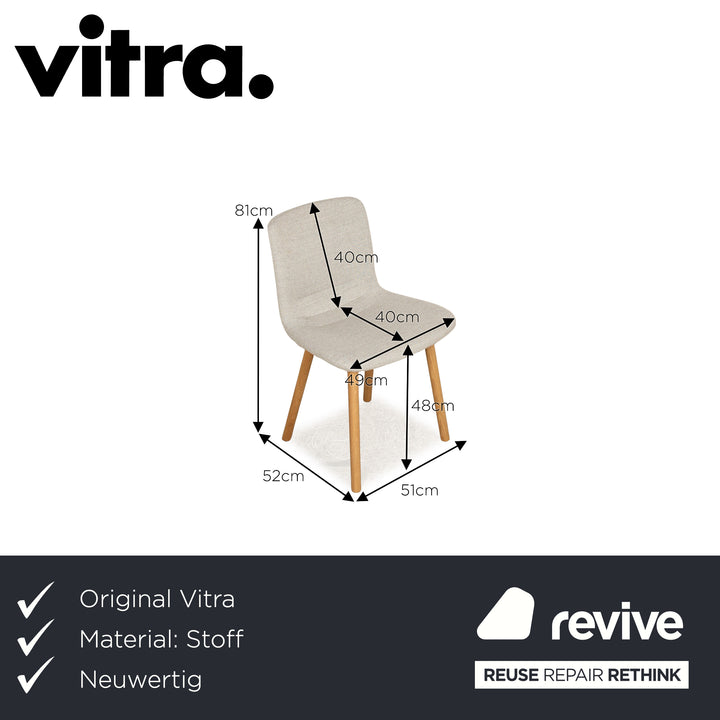 Lot de 4 chaises Vitra Organic Conference DAX HAL Shell en tissu vert gris