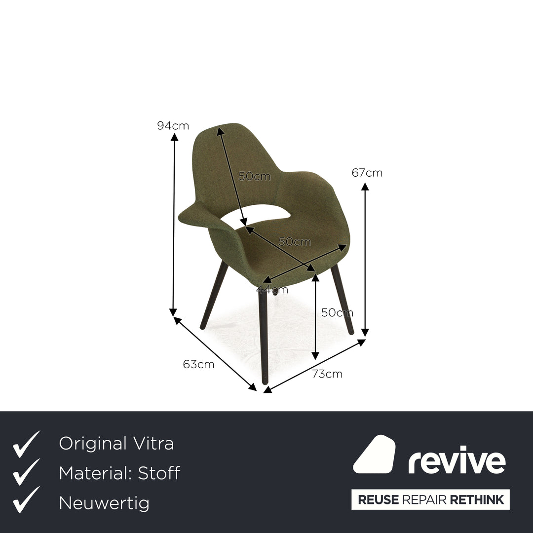 Lot de 4 chaises Vitra Organic Conference DAX HAL Shell en tissu vert gris