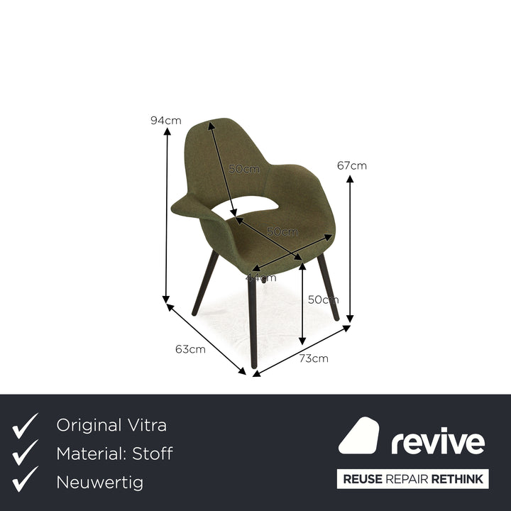 Lot de 4 chaises Vitra Organic Conference DAX HAL Shell en tissu vert gris
