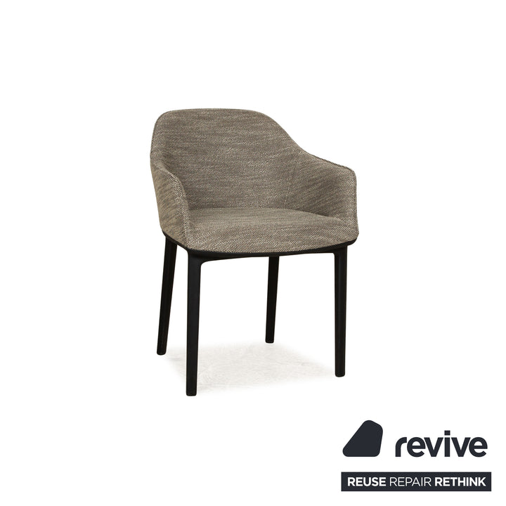 Lot de 4 chaises Vitra Organic Conference DAX HAL Shell en tissu vert gris