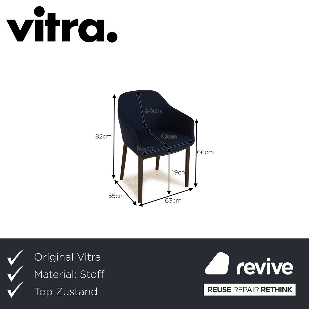 Lot de 4 chaises en tissu Vitra Softshell Chair Bleu Bleu foncé Salle à manger