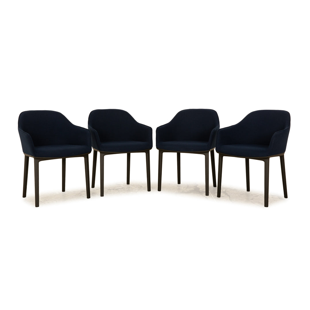 Lot de 4 chaises en tissu Vitra Softshell Chair Bleu Bleu foncé Salle à manger