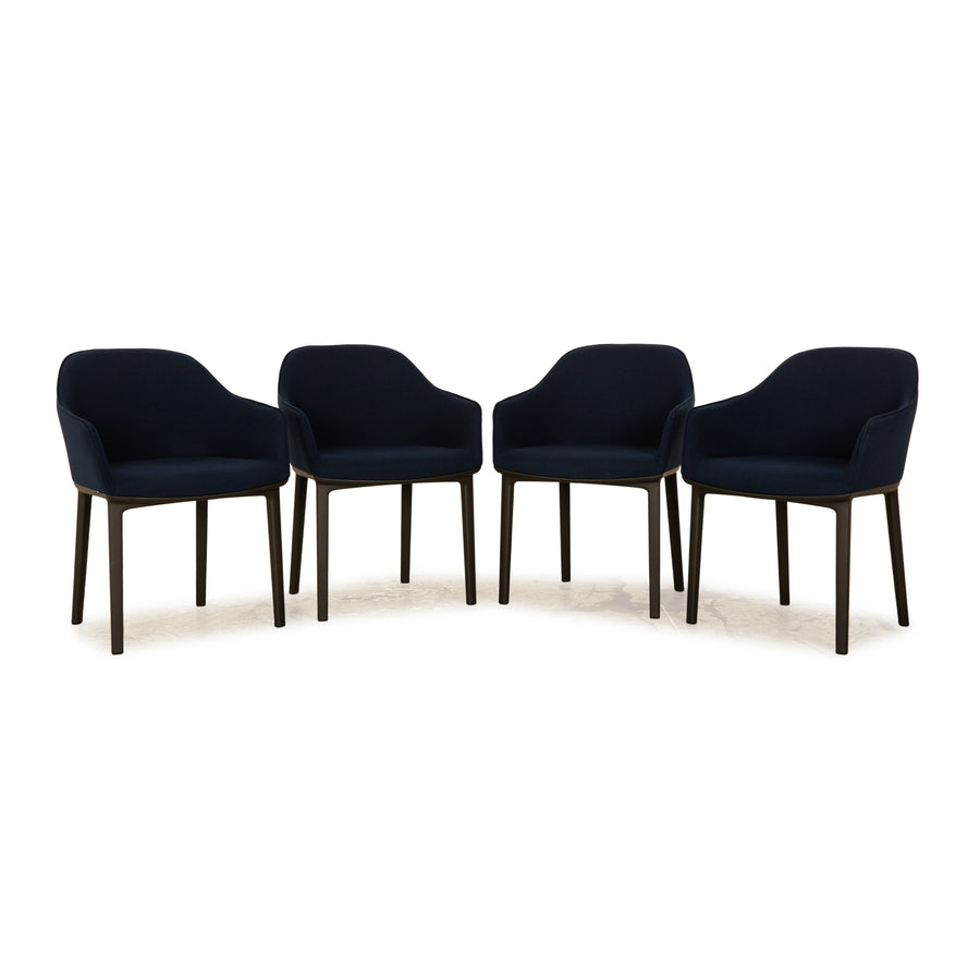 4er Garnitur Vitra Softshell Chair Stoff Stuhl Blau Dunkelblau Esszimmer