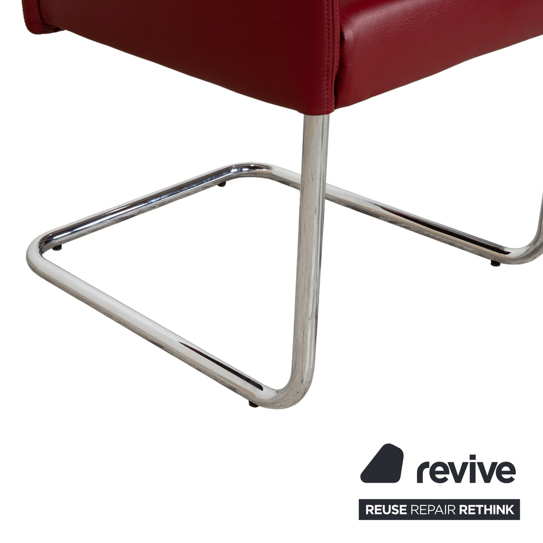 4er Garnitur Walter Knoll Jason Leder Stuhl Rot Freischwinger