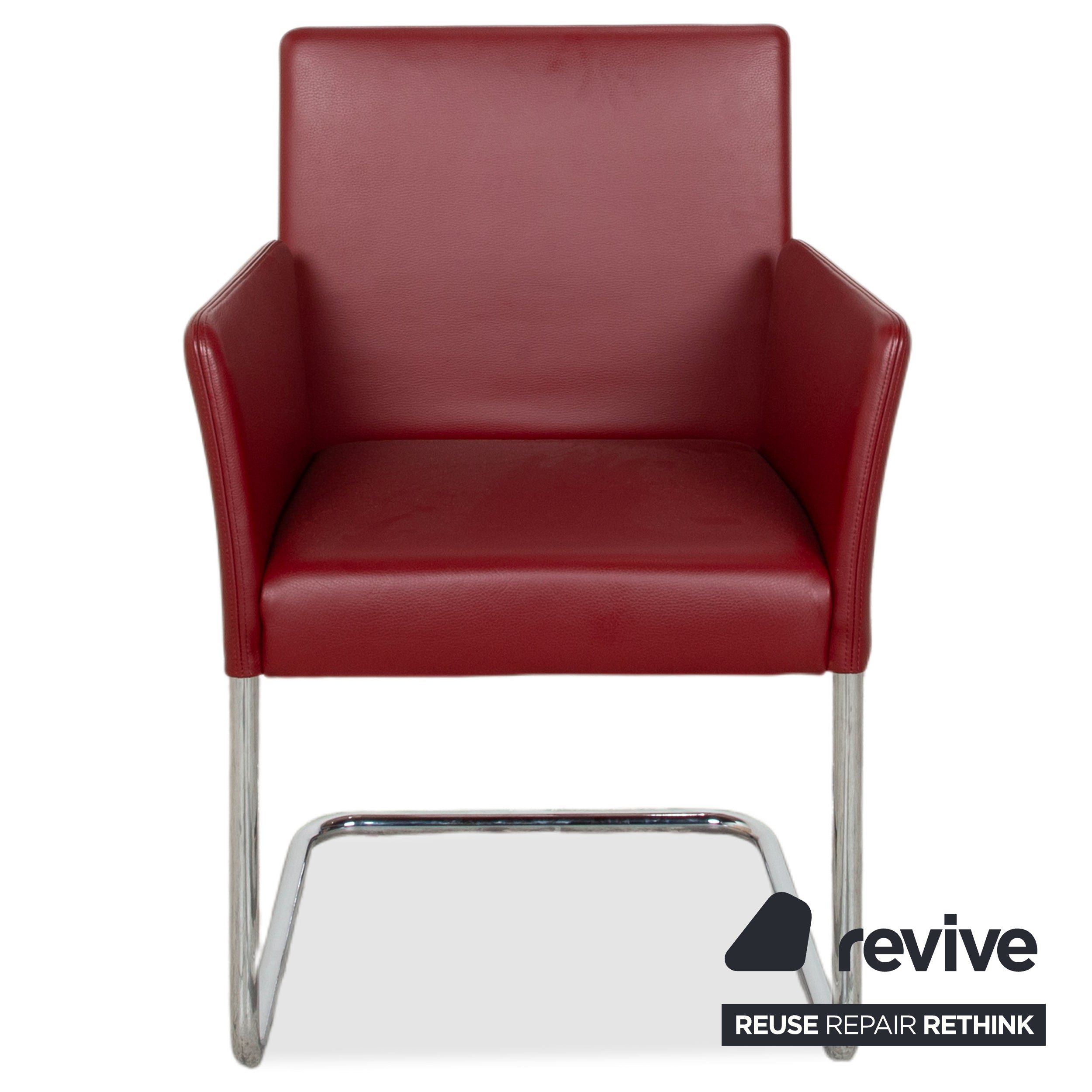 4er Garnitur Walter Knoll Jason Leder Stuhl Rot Freischwinger