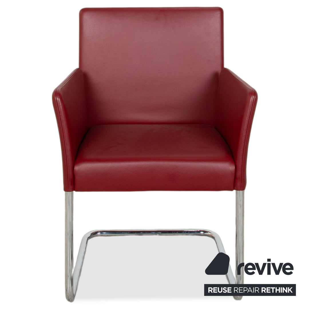 4er Garnitur Walter Knoll Jason Leder Stuhl Rot Freischwinger