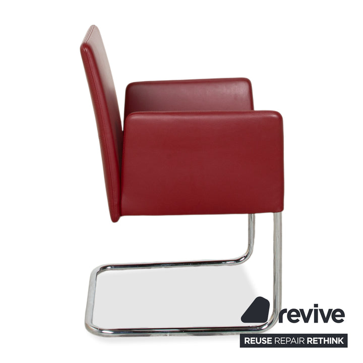 4er Garnitur Walter Knoll Jason Leder Stuhl Rot Freischwinger