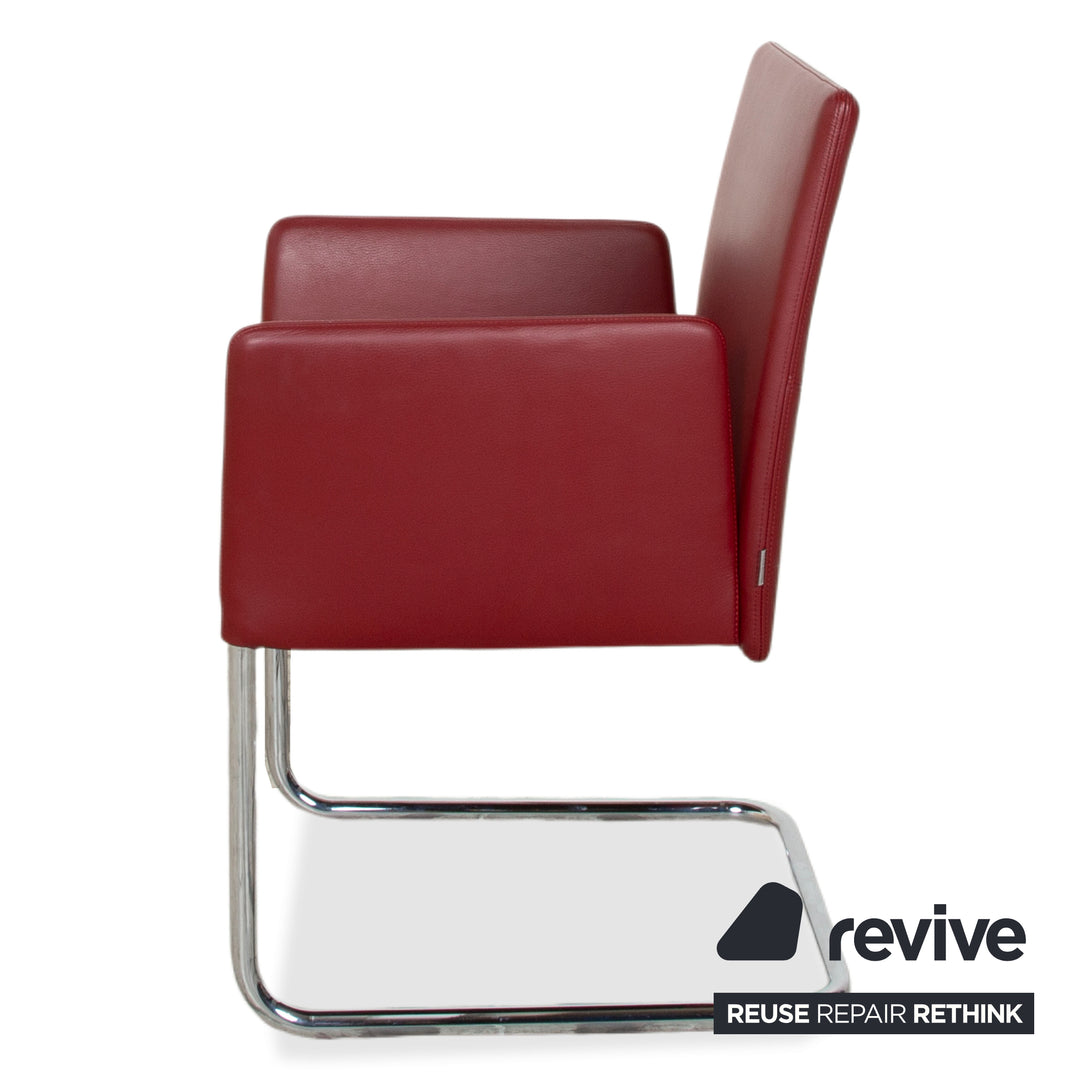4er Garnitur Walter Knoll Jason Leder Stuhl Rot Freischwinger