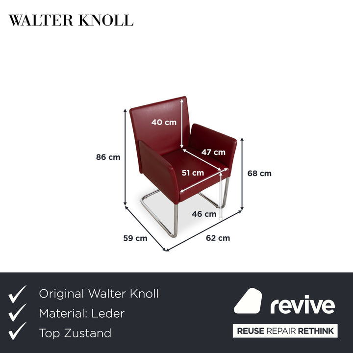 4er Garnitur Walter Knoll Jason Leder Stuhl Rot Freischwinger