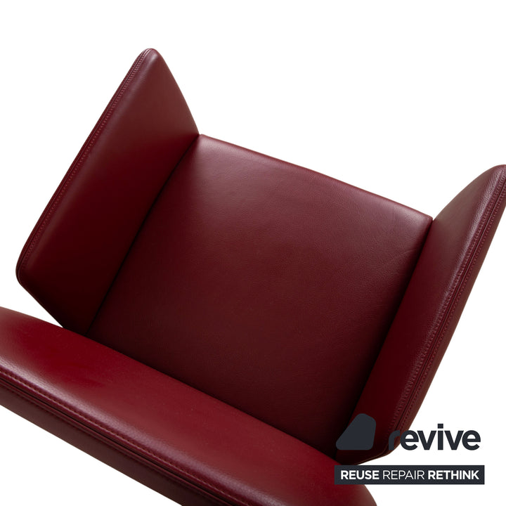 4er Garnitur Walter Knoll Jason Leder Stuhl Rot Freischwinger