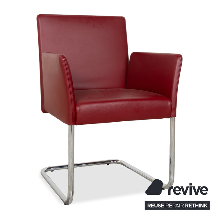 4er Garnitur Walter Knoll Jason Leder Stuhl Rot Freischwinger