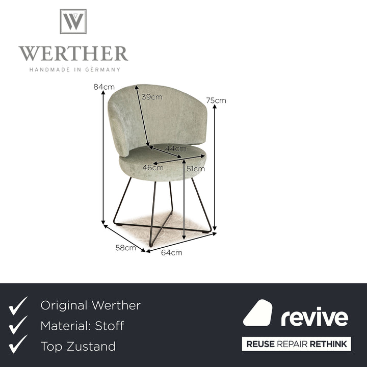Set of 4 Werther Trick Fabric Chairs Green Dining Room