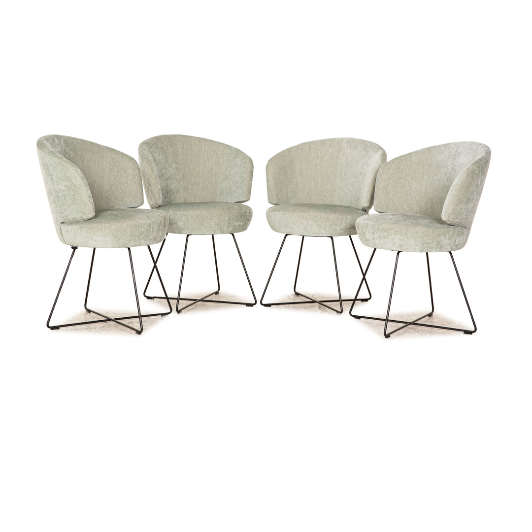 Set of 4 Werther Trick Fabric Chairs Green Dining Room