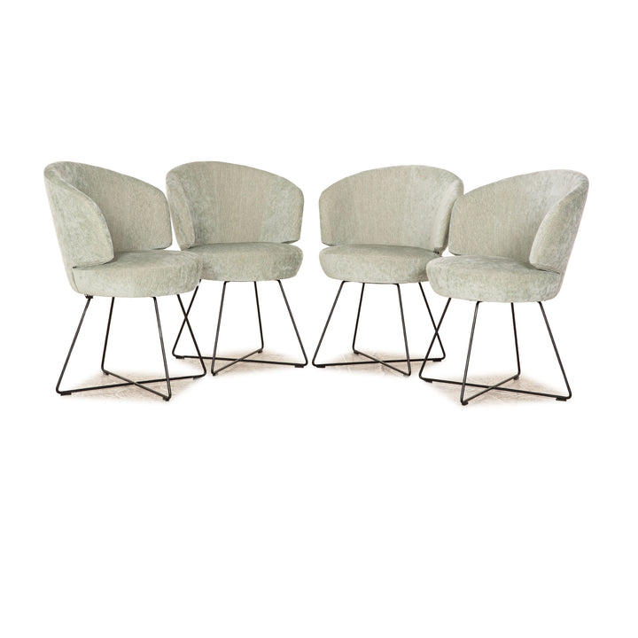 Set of 4 Werther Trick Fabric Chairs Green Dining Room