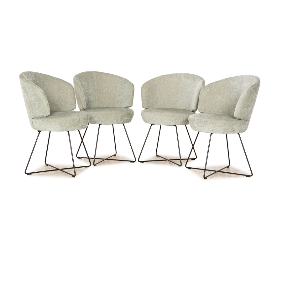 Set of 4 Werther Trick Fabric Chairs Green Dining Room