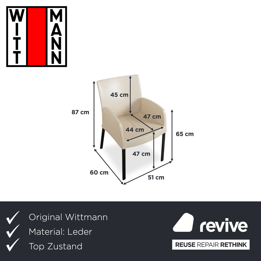 4er Garnitur Wittmann Times Leder Stuhl Creme