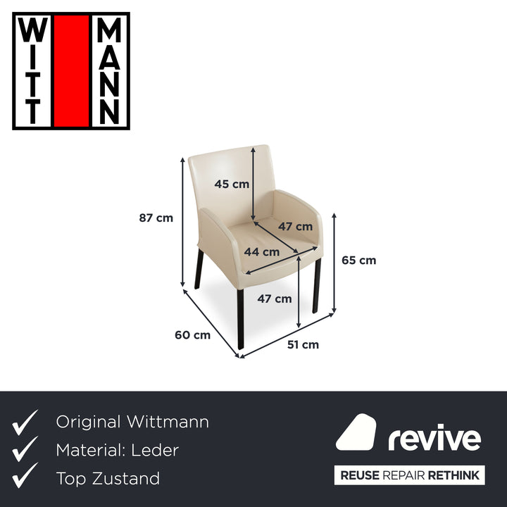 4er Garnitur Wittmann Times Leder Stuhl Creme