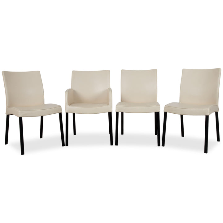 4er Garnitur Wittmann Times Leder Stuhl Creme