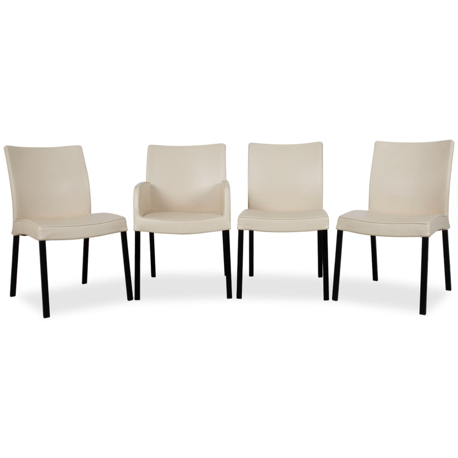 4er Garnitur Wittmann Times Leder Stuhl Creme
